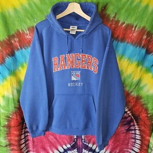 NHL Blue New York Rangers Hockey Pullover Hoodie - Size Large
